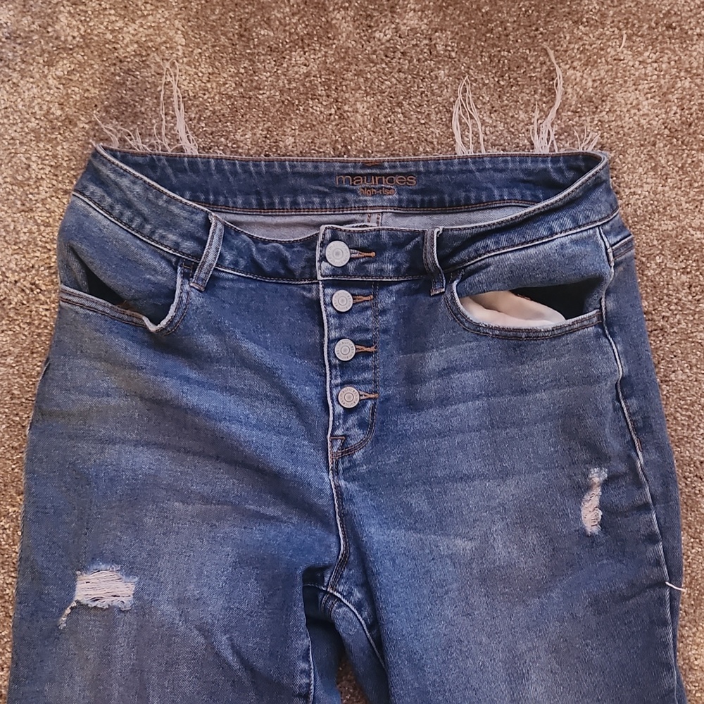 Maurices High Rise Button up distressed jeans